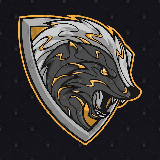 yellow and black loyal badger shield by FamiFriki_V